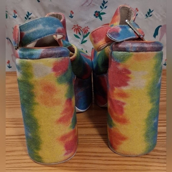 EUC Y2K Jeffrey Campbell Mattix TyeDye Retro Peep Toe Platform Heel Shoe SZ 6M - Picture 5 of 8